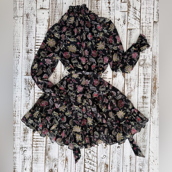 Cinq à Sept Daija paisley print long sleeve dress, Size 0 - Picture 6 of 7